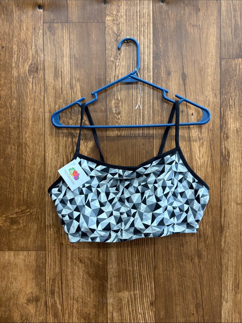 Fruit of the Loom Black & Gray Geometric Bralette